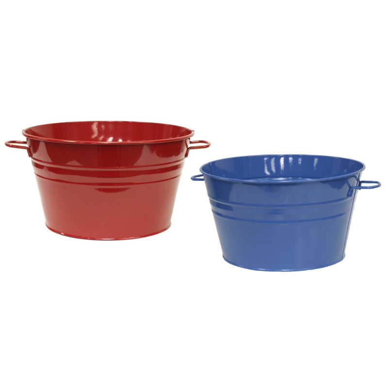 Saragosa Metal Beverage Tub, Blue/Red