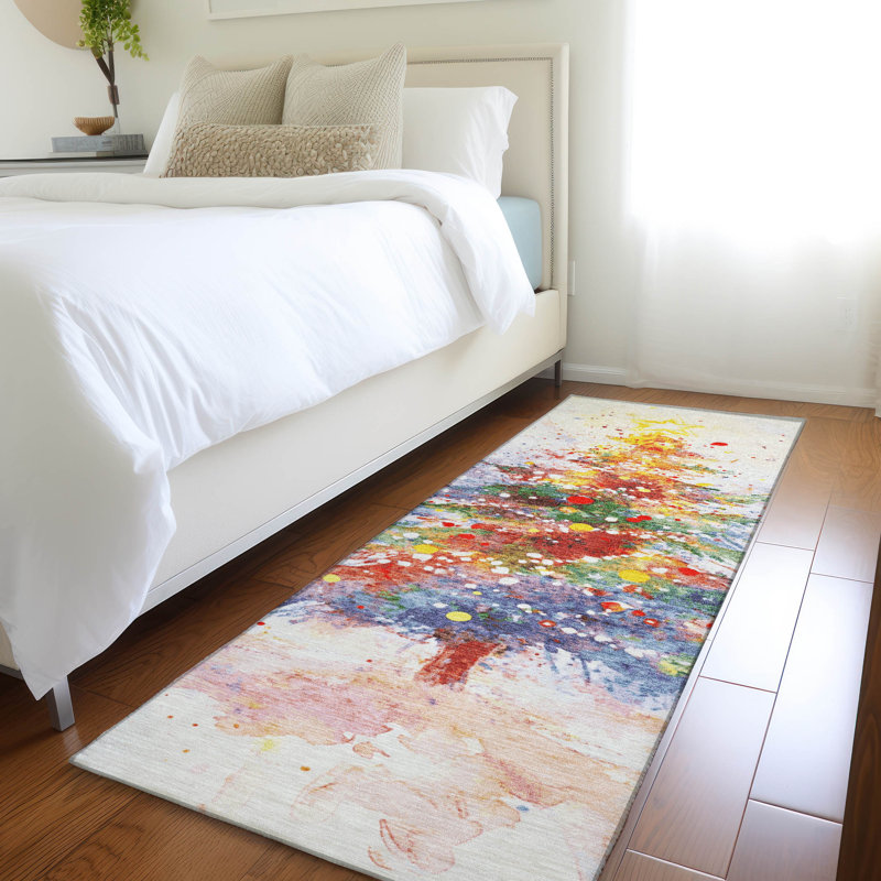 Tapis ivoire pour arbre de Noël intérieur / extérieur lavable à la machine Xhevrie, Rond 8 pi