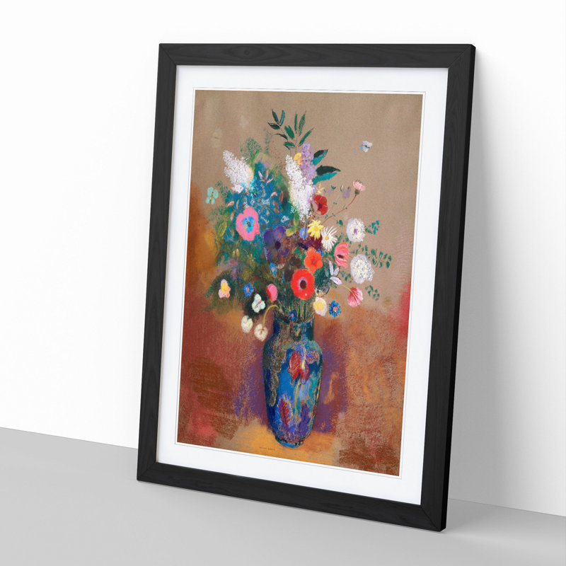 Vase of Flowers Vol.7 by Odilon Redon - Picture Frame Painting, Black Framed, 65cm H x 48cm W x 2cm D