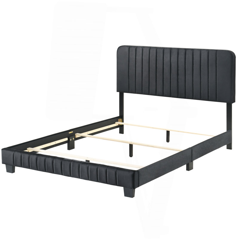 Lit noir élégant au design contemporain, Lit double