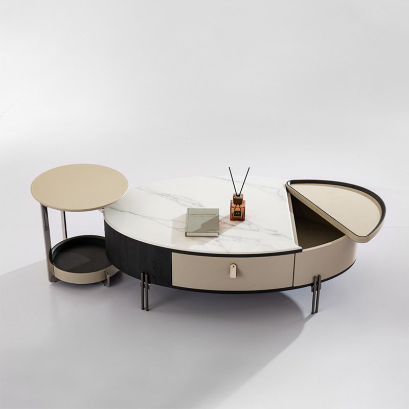 Simple oval microcrystalline stone coffee table