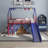 Jack Metal Junior House Twin Loft Bed With Slide And Curtain Set, Super Hero Color Red And Blue