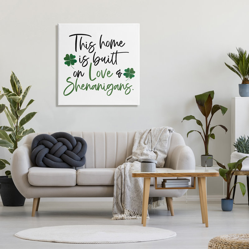 Love & Shenanigans Lucky Green Clover, H 30 po x l 30 po x P 1,5 po, Toile tendue