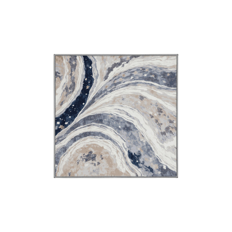 Tapis gris soyeux et moelleux, Carré 3 pi