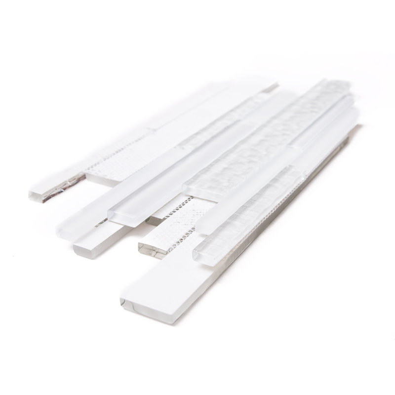 Karma Straight Edge Glass Mosaic Sheet Tile, White