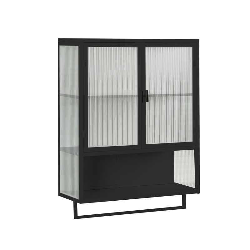 Armoire murale moderne 23,62 po à deux portes avec rangement fermé à deux niveaux