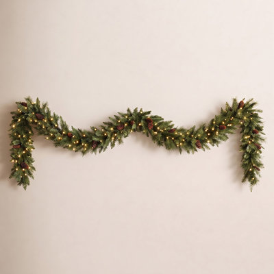 108" Pre-Lit Spruce Christmas Garland