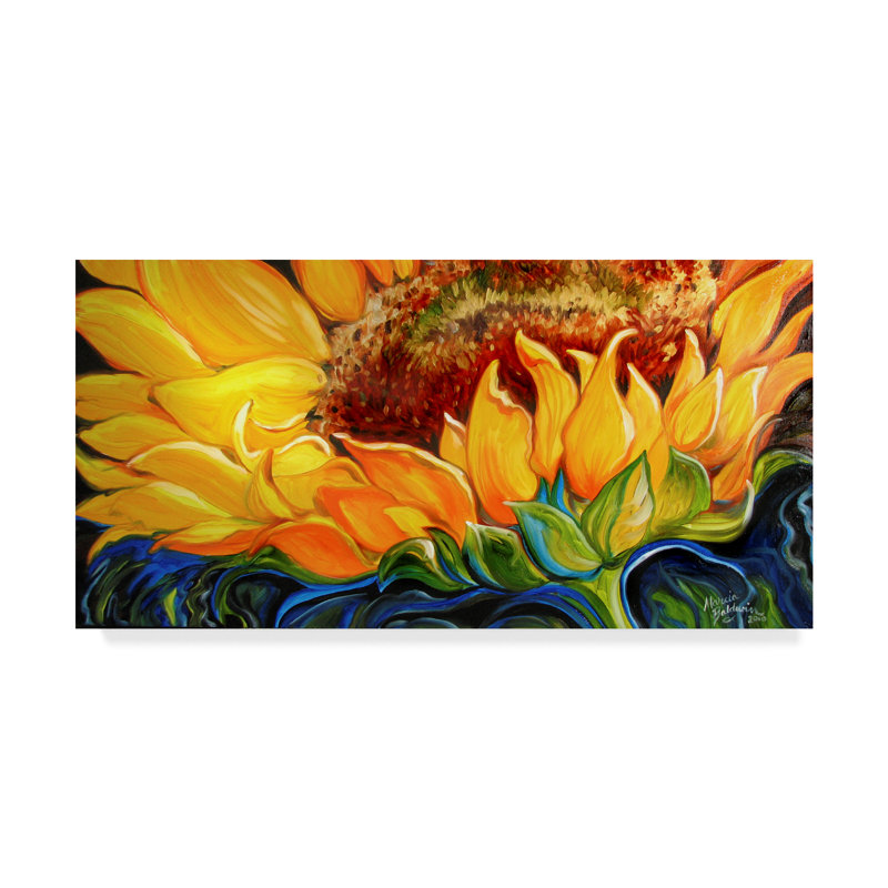 Marcia Baldwin Sunflower Rise'N Shine Yellow and Blue Canvas Art