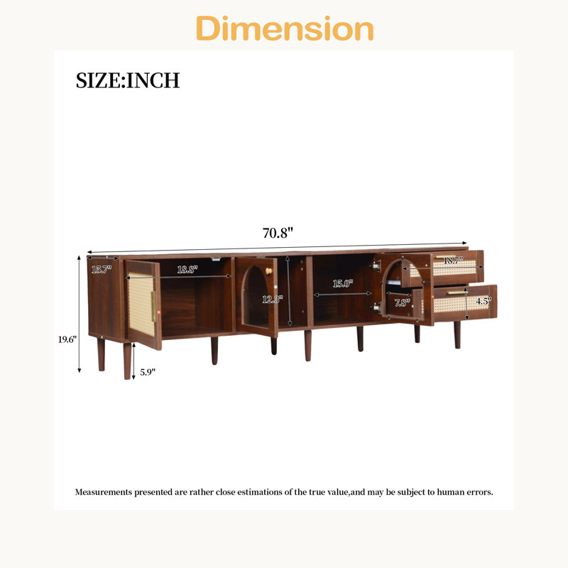 70.8 Inch TV Stand For Tvs Up To 80", Entertainment Center With App Controlled LED Lights, 2 Drawers & Glass Door Storage