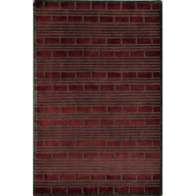 Wool Geometric Area Rug in Red