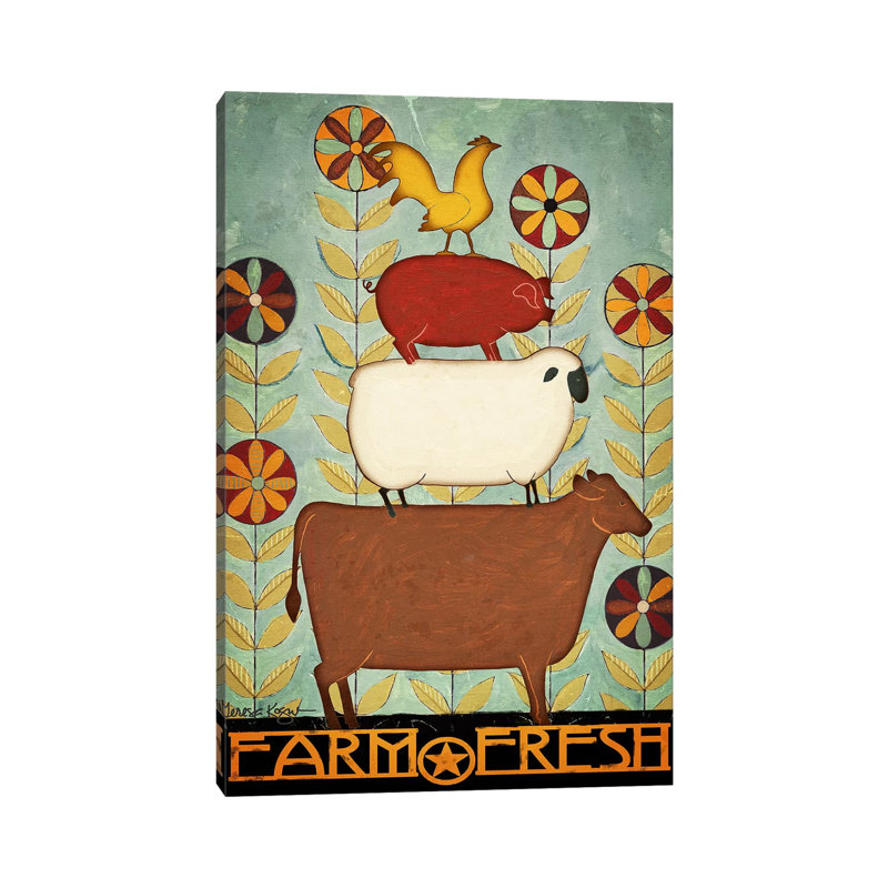 «Farm Fresh Animal Stack» par Teresa Kogut - reproduction, Aucun mat, Toile tendue, H 12 po x l 8 po x P 0,75 po