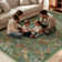 Floral Vintage Washable Dusty  Green Area Rug with Non Slip Backing - Low Pile Durable Carpet for Living Room, Bedroom, Dining Room or Office Decor