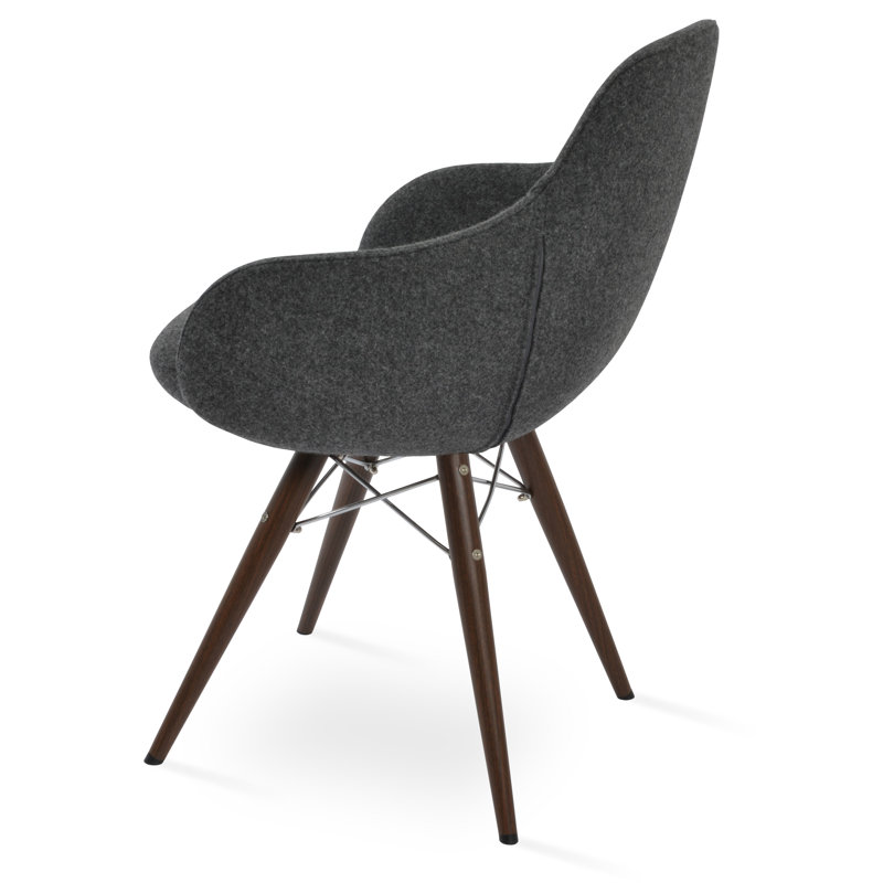Chaise de salle à manger accoudoir mw Gazel, Gris foncé, Noyer