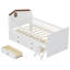 Lit plateforme simple en bois avec 4 tiroirs de rangement, tête de lit et échelle pour enfants, blanc, sans sommier-118245786