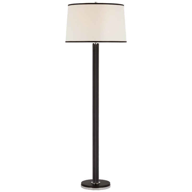 Riley Floor Lamp, Polished Nickel/Chocolate Leather