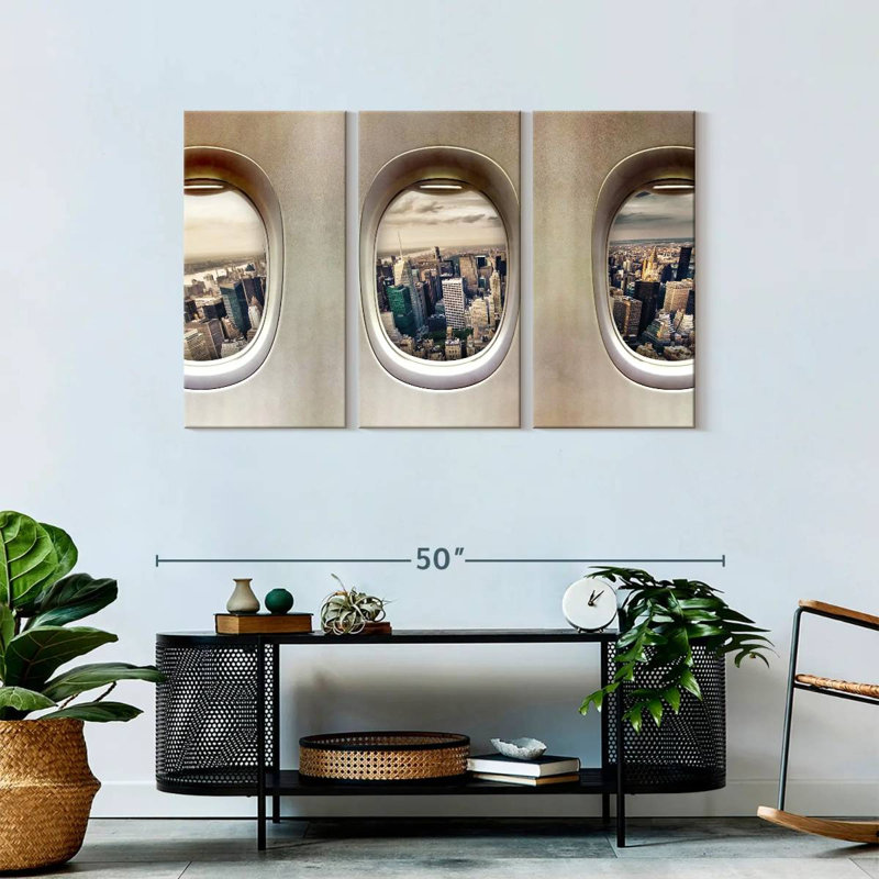Ensemble de 3 fenêtres sur toile, H 28 po x l 45 po x P 1,25 po