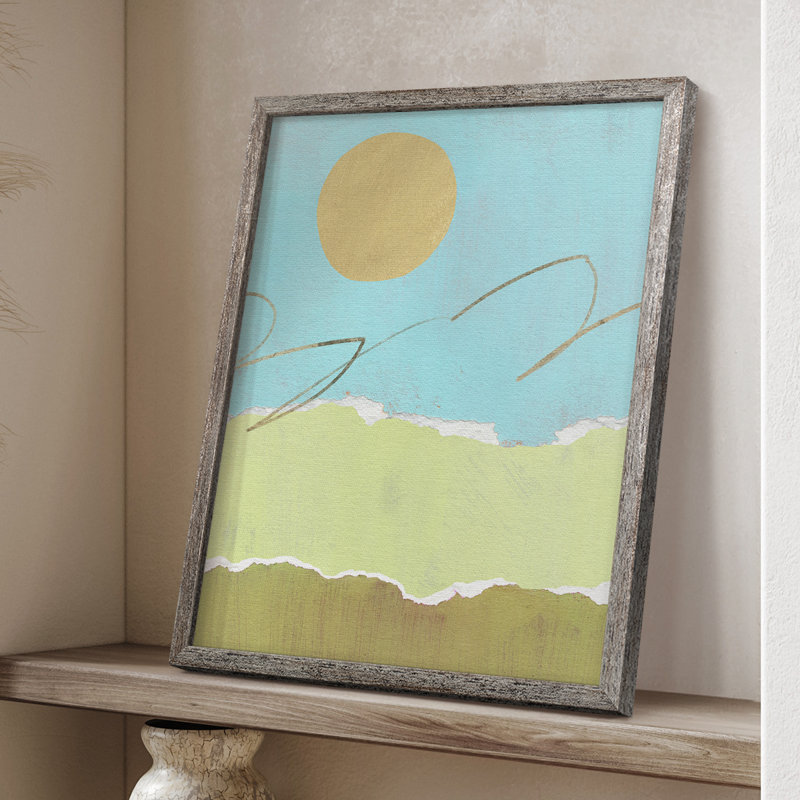 «Green and Gold Pcied Landscape I», reproduction encadrée - bois massif, H 11 po x l 9 po