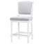 Tabouret à hauteur de comptoir blanc de 26 po, siège et dossier rembourrés gris, texturé, stationnaire pour les repas Barre de 26 po