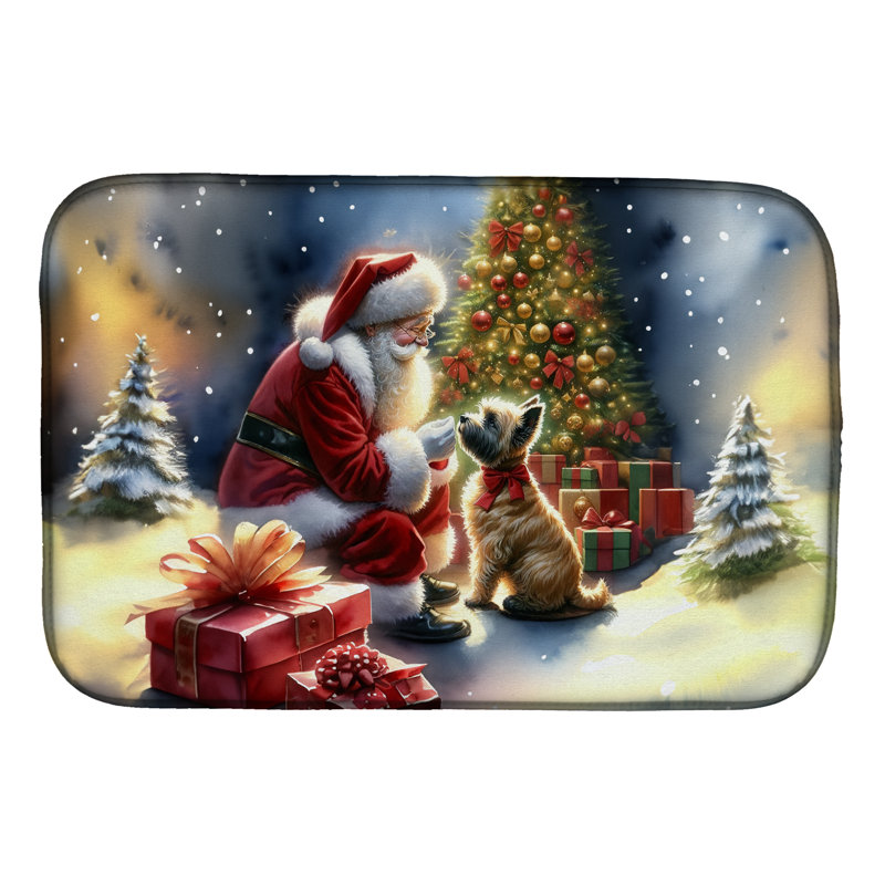 Tapis de séchage Cairn Terrier and Santa Claus