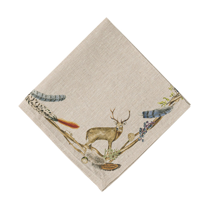 Autumn Forest Animals Linen Napkin with Fall Motif