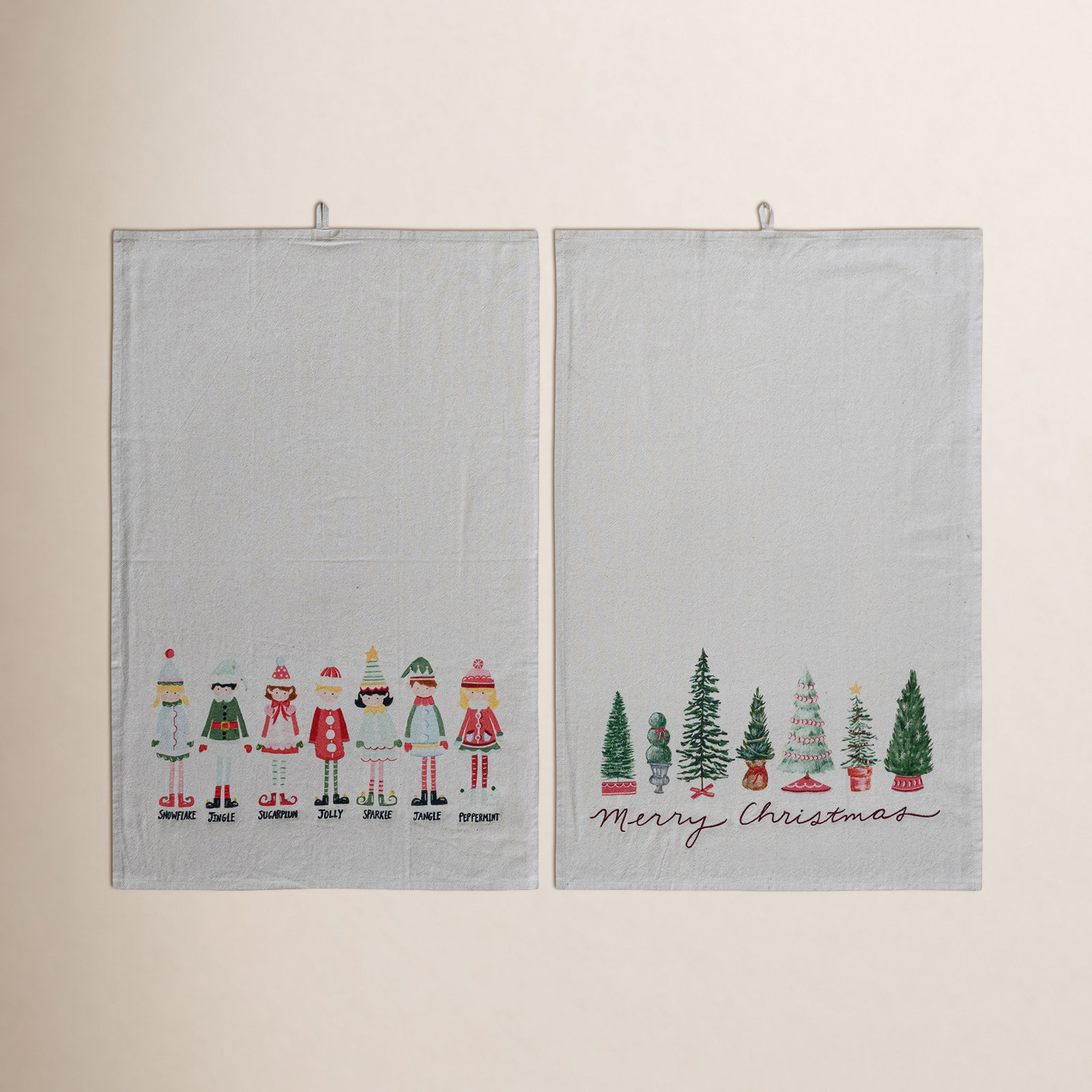 Trees and Elves Cotton Tea Towel