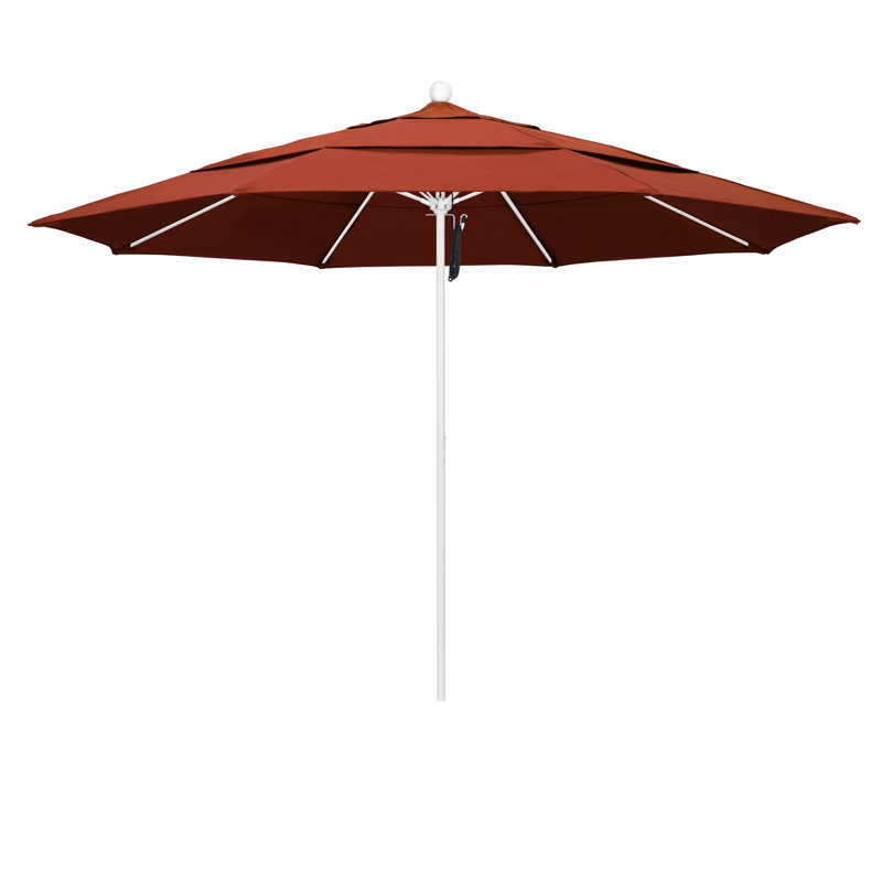 Parasol de marché 11 pi Silva, Toile toile terre cuite Sunbrella®, Blanc mat