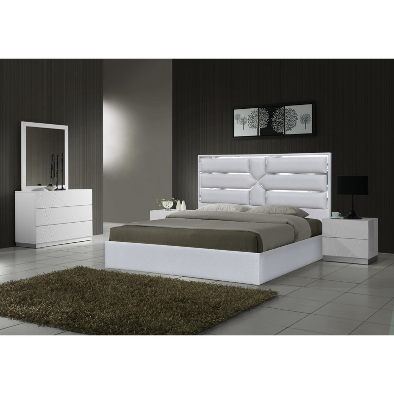 Jhared Upholstered Platform Bed, King, Charcoal