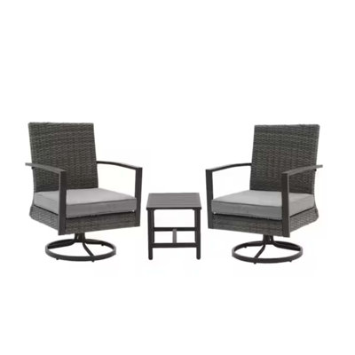 3-Piece Swivel Rocker Patio Bistro Set With Side Table & Comfortable Cushions, Perfect For Outdoor Relaxation And Entertaining.