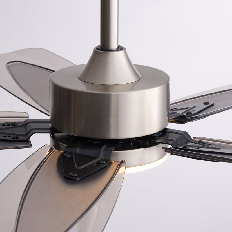 Ventilateur de plafond de 42 po en nickel brossé avec éclairage DEL à intensité variable, moteur CC et télécommande par application pour chambre, salle à manger et salon