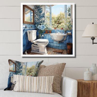 Toilet Serenade In Blue I - Bath & Laundry Canvas Prints