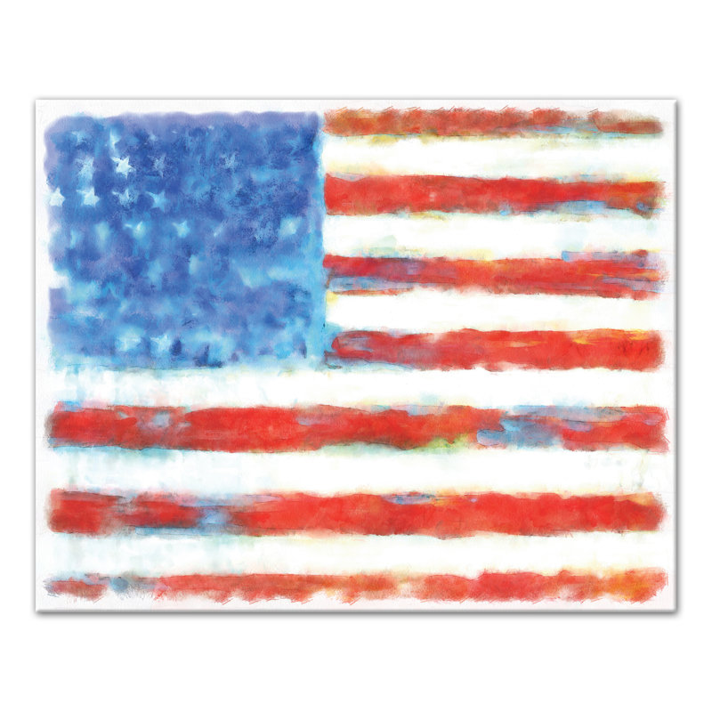 « american flag », reproduction de peinture à l’aquarelle sur toile tendue