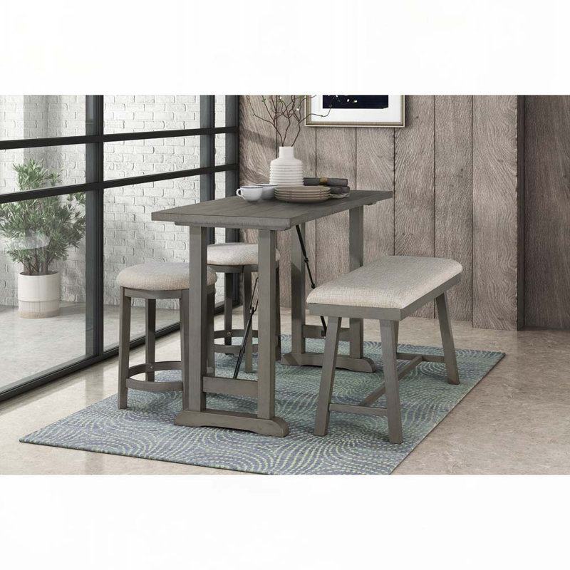 Ensemble de tabourets de bar rembourrés en tissu sans dossier, pieds en bois