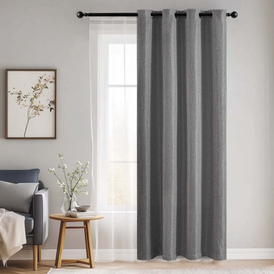 Linen Textured Blackout Curtain Panel - Thermal Insulated Grommet Drape for Light Control & Privacy (1 Panel)