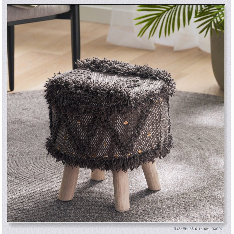 Repose-pieds rectangulaire rembourré en laine