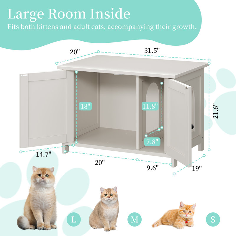 Armoire à litière avec porte anti-odeurs Haio, Blanc