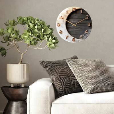 Horloge murale 12 po ronde en verre trempé avec mouvement à quartz silencieux