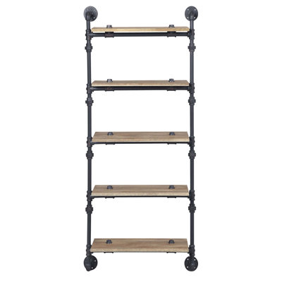 Oak and Sandy Black Rectangle Wall Shelf