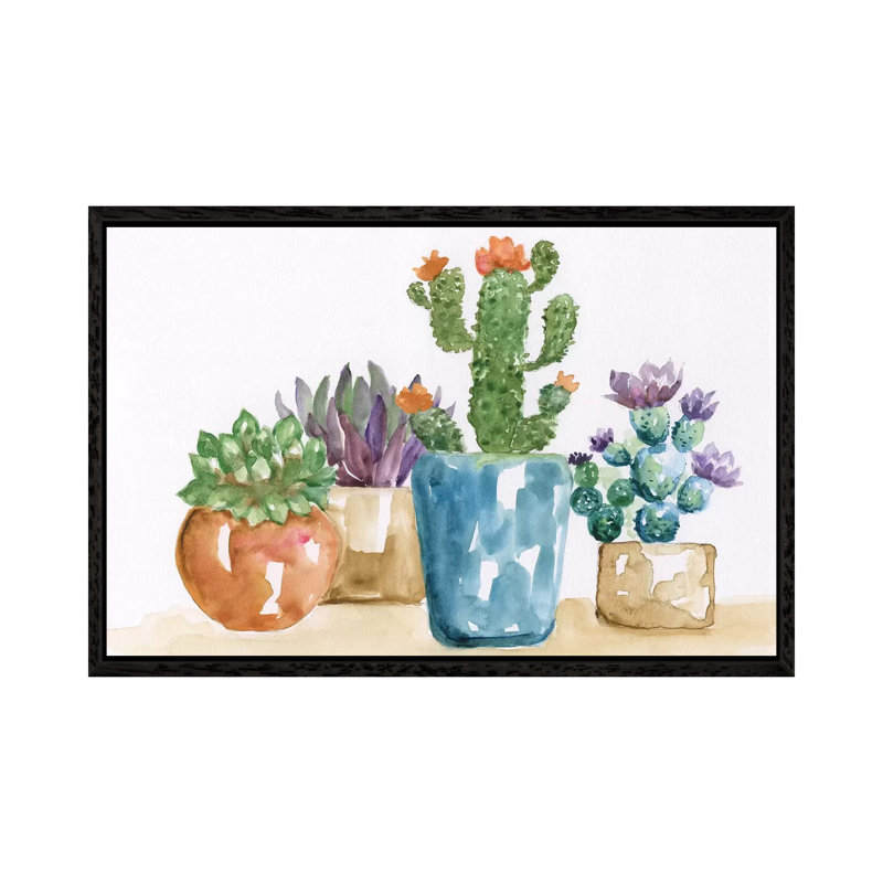 Summer Succulents II - Painting on Canvas, Black Framed, 101.6 cm H x 66.04 cm W