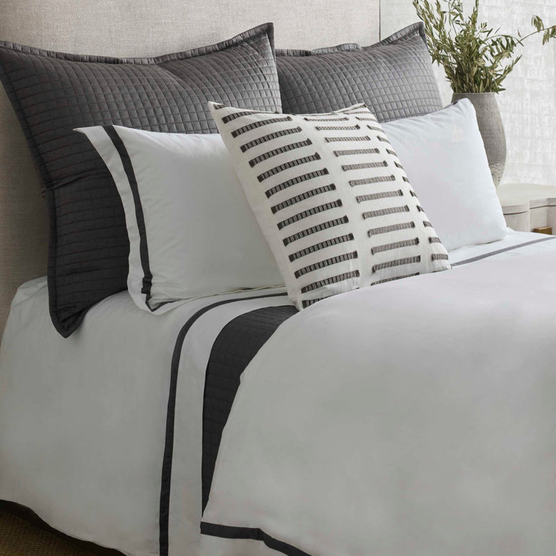 Ready-to-Bed 2.0 Cotton & Trim Sheet Set, White/Gray, King Sheet Set with 2 Pillowcases