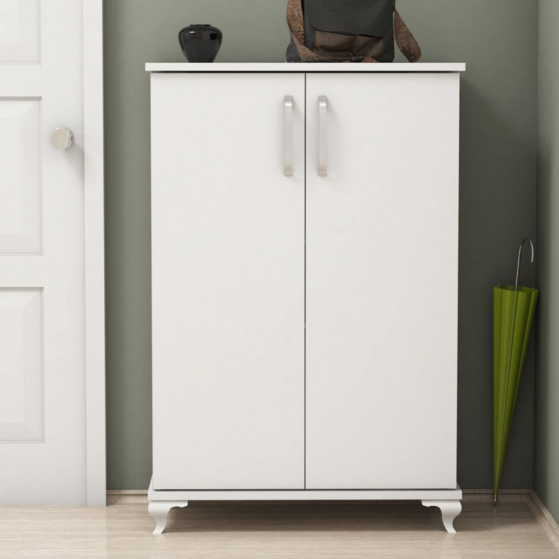 Modern White Shoe Cabinet, 72 x 39.4 x 12.8 inches | 100% Melamine Coated Particle Board, Thickness: 0.7 inches | Numerous Shelves, Wall-Mountable Design | Stylish Storage Solution for Entryway & Hallway