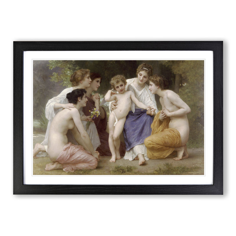 Admiration by William Adolphe Bouguereau - Picture Frame Painting, Black Framed, 27cm H x 36cm W x 2cm D