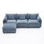 3 places en forme de L bleu avec pour le salon, tissu en chenille, aucune chambre à coucher avec canapé à utilisation prolongée et pièces compactes, convertible en méridienne, coussins moelleux