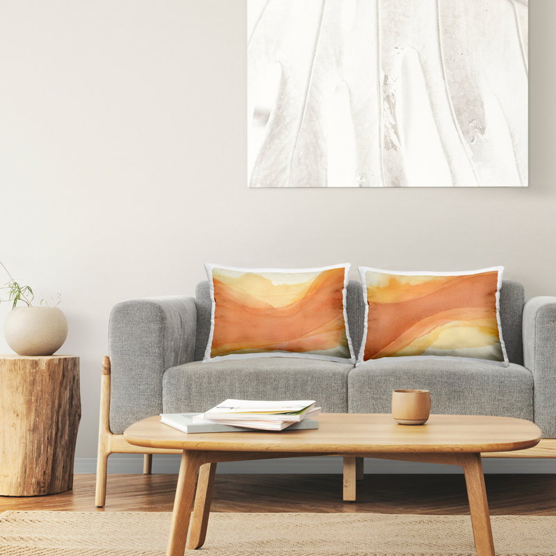 Coussin Stupell Industries Curving Orange Waves Design par Grace Popp (ensemble de 2)