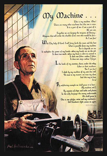 « my machine » par pat holbrooke, affiche rétro, H 42 po x l 28 po