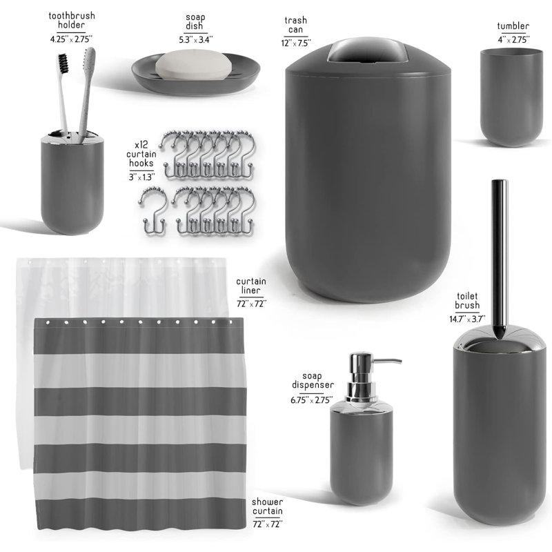 Grey Bathroom Accessory Set