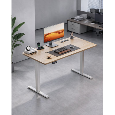 Home Office Electric Sit-Stand Standing Desk, Height Adjustable Workstation with Integrated Power Outlets, USB Ports, Memory Height Presets & Cable Management, Black