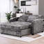 Lit escamotable gris avec porte-gobelets ajustables, hublots et 2 coussins de bureau en chenille-1646099745