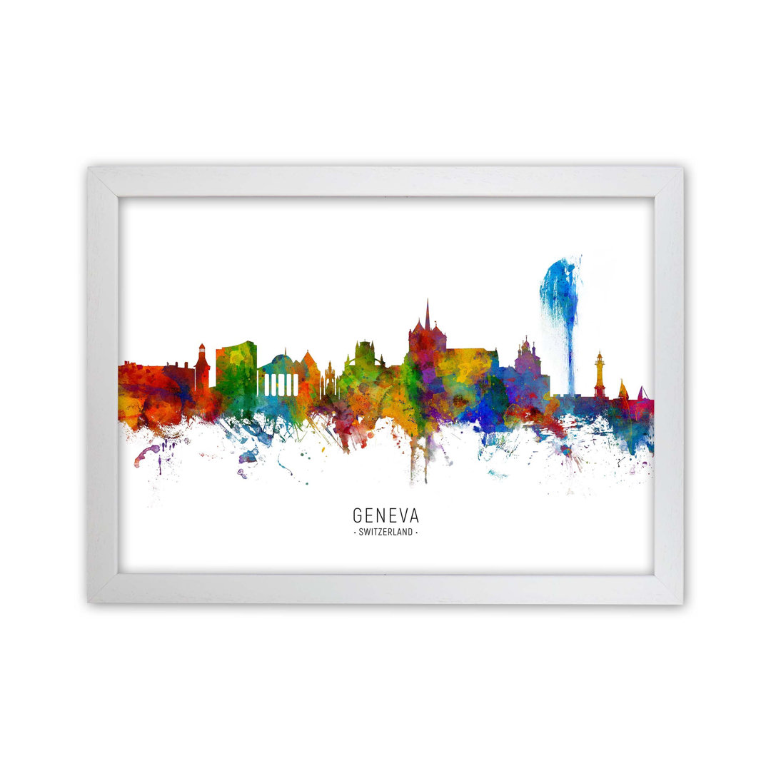 Geneva Switzerland Skyline by Michael Tompsett - Print