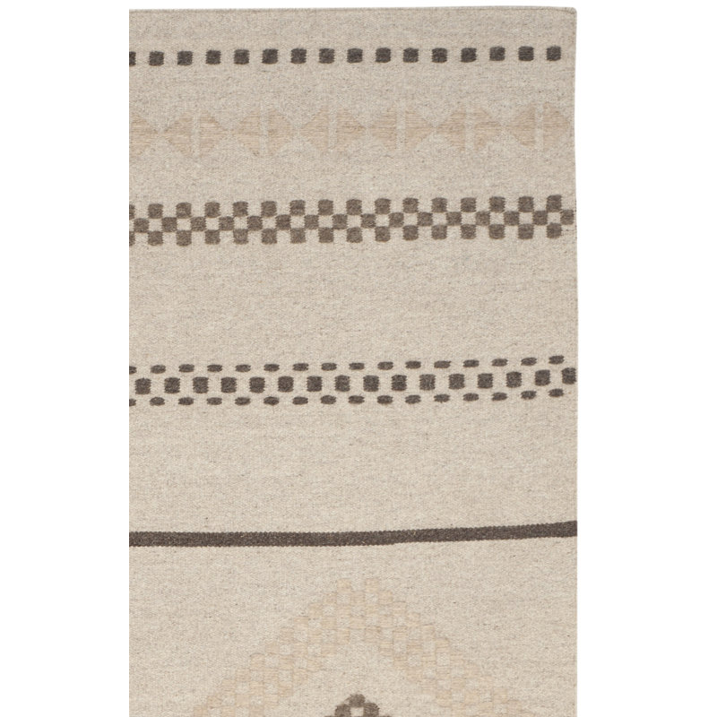 Febbas Hand Woven Flat Weave Wool Geometric Rug, Rectangle 8' x 10'