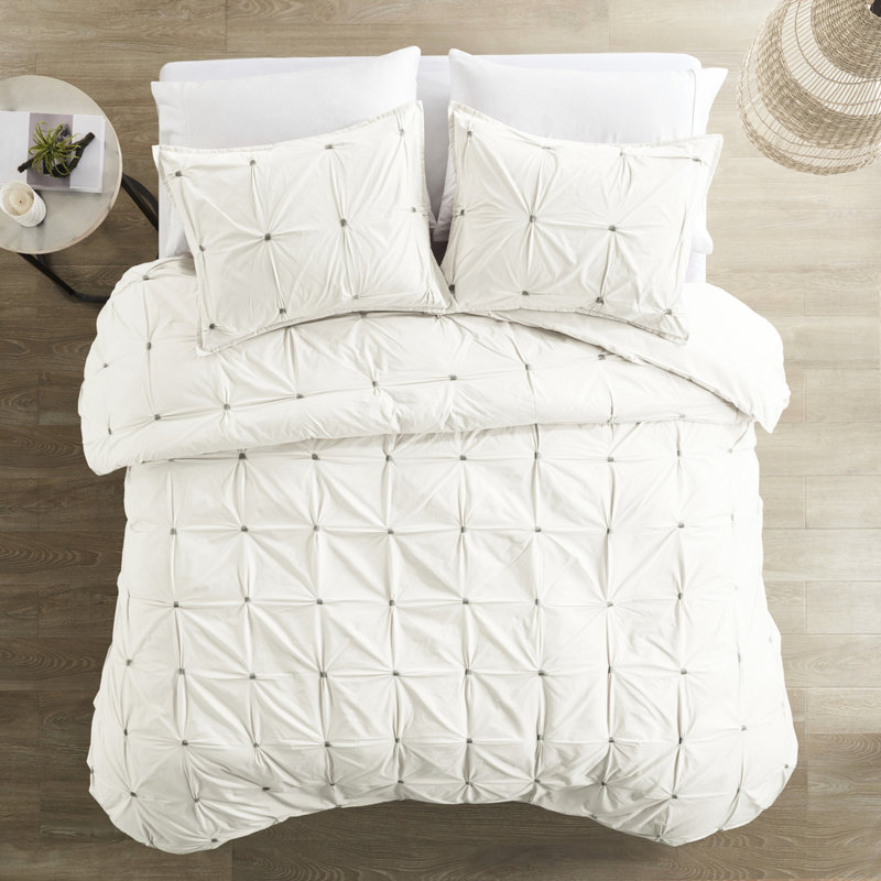 Housse de couette en coton double / grand, ornée d'une broderie élastique délicate